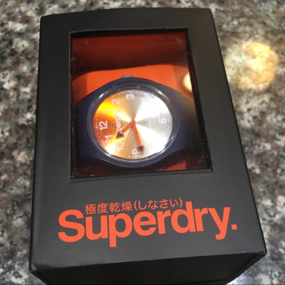 Superdry Watch Navy Blue with Orange Accents